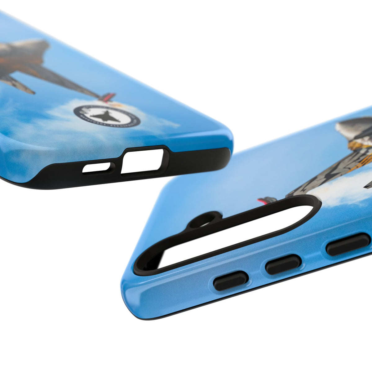 Tiger-striped Belgian F-16 banking hard with smoke aviation photo Samsung Galaxy tough phone case – view 22