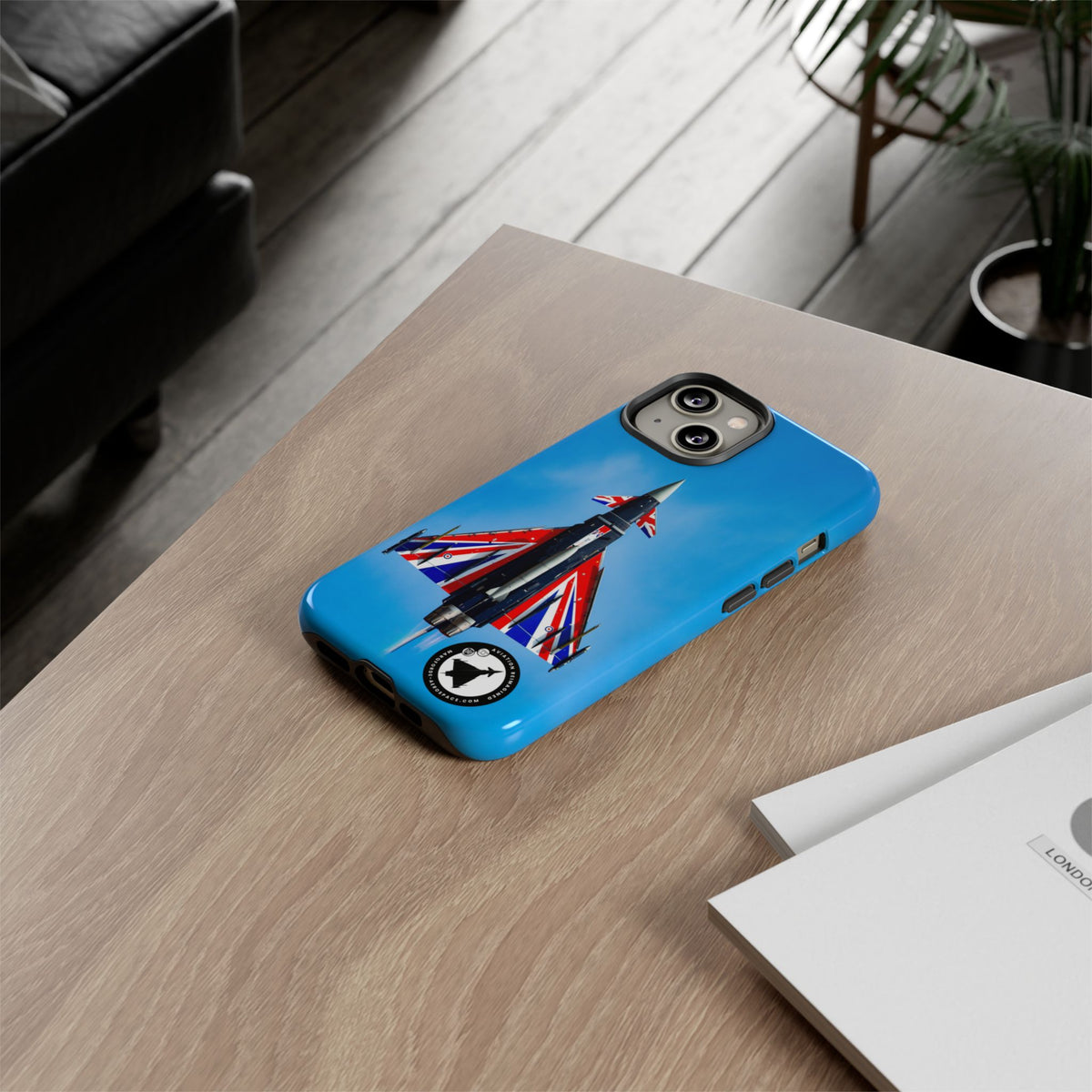 Union Flag Typhoon Blackjack climbing, seen from below aviation photo iPhone tough phone case – view 24