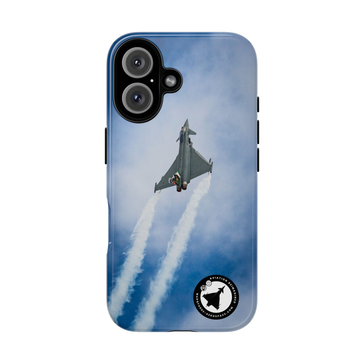 Italian Eurofighter climbing with twin white trails aviation photo iPhone tough phone case – view 16