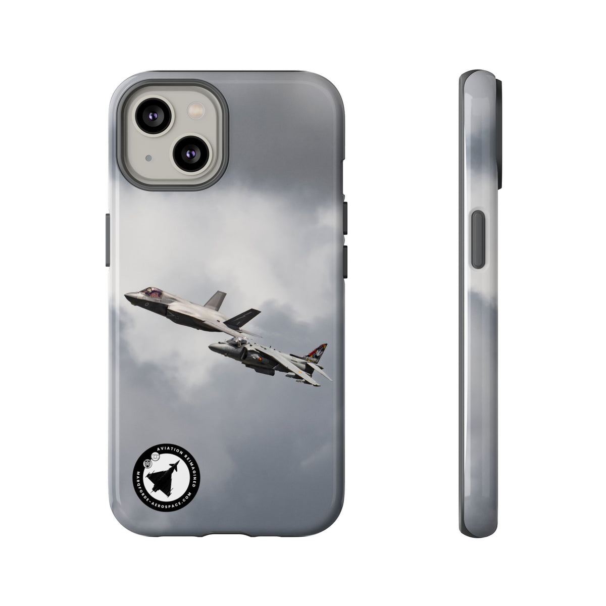RAF F-35B and Spanish Navy Harrier in formation aviation photo iPhone tough phone case – view 2