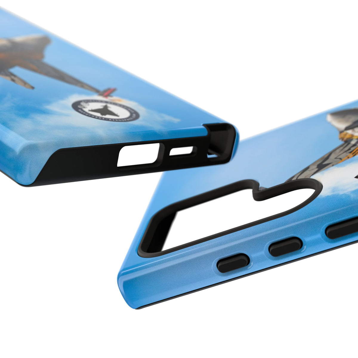 Tiger-striped Belgian F-16 banking hard with smoke aviation photo Samsung Galaxy tough phone case – view 45