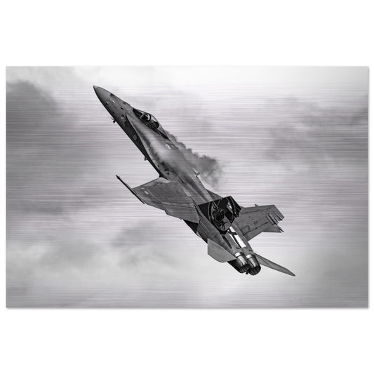 Close-Up of Finnish F/A-18 Hornet Aluminium Print – High-Quality Finish