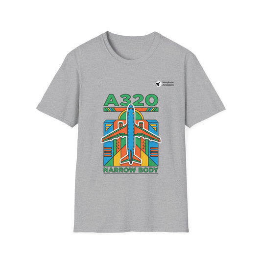 Airbus A320 Adventure aviation graphic on a sport grey unisex t-shirt