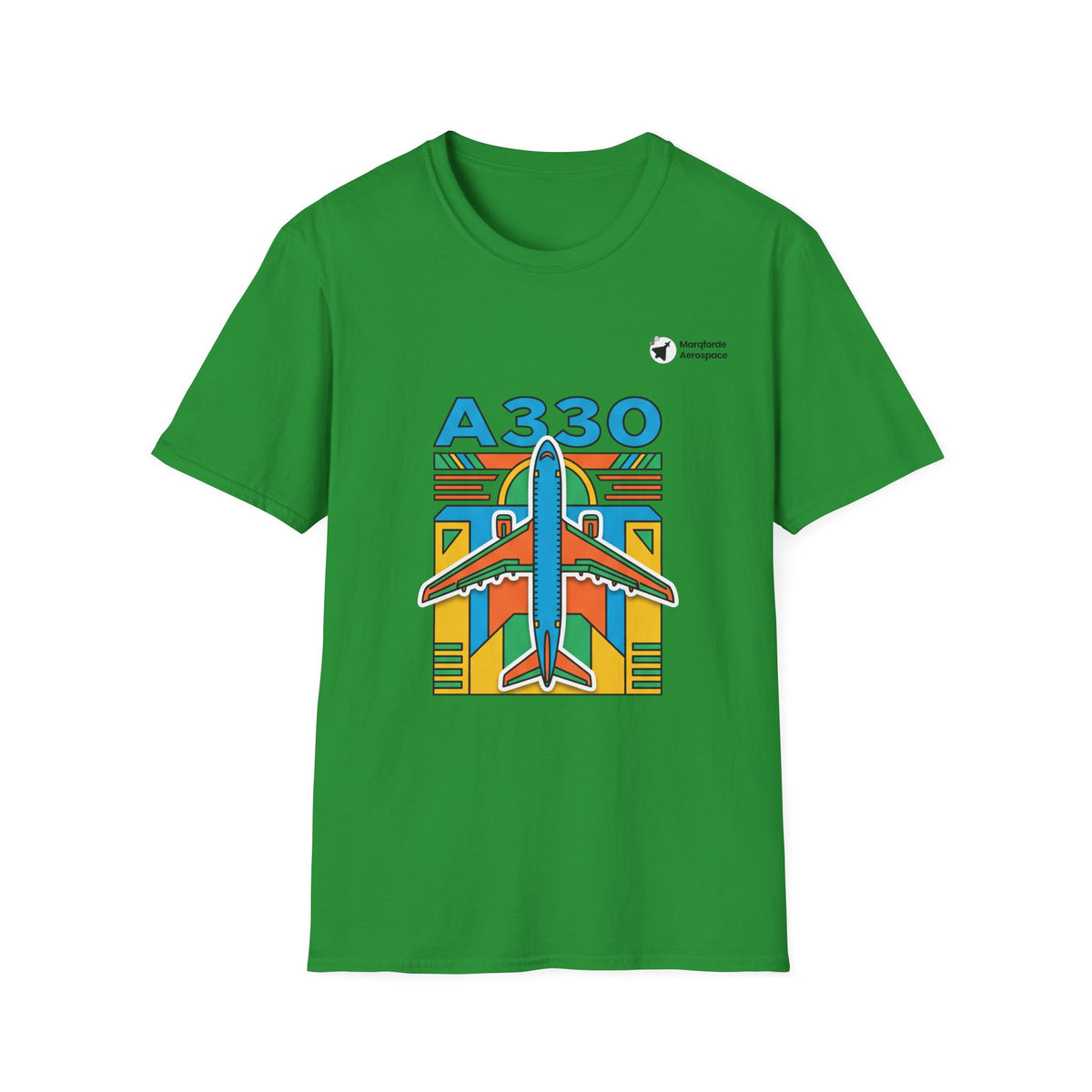Atlantic A330 aviation graphic on an irish green unisex t-shirt