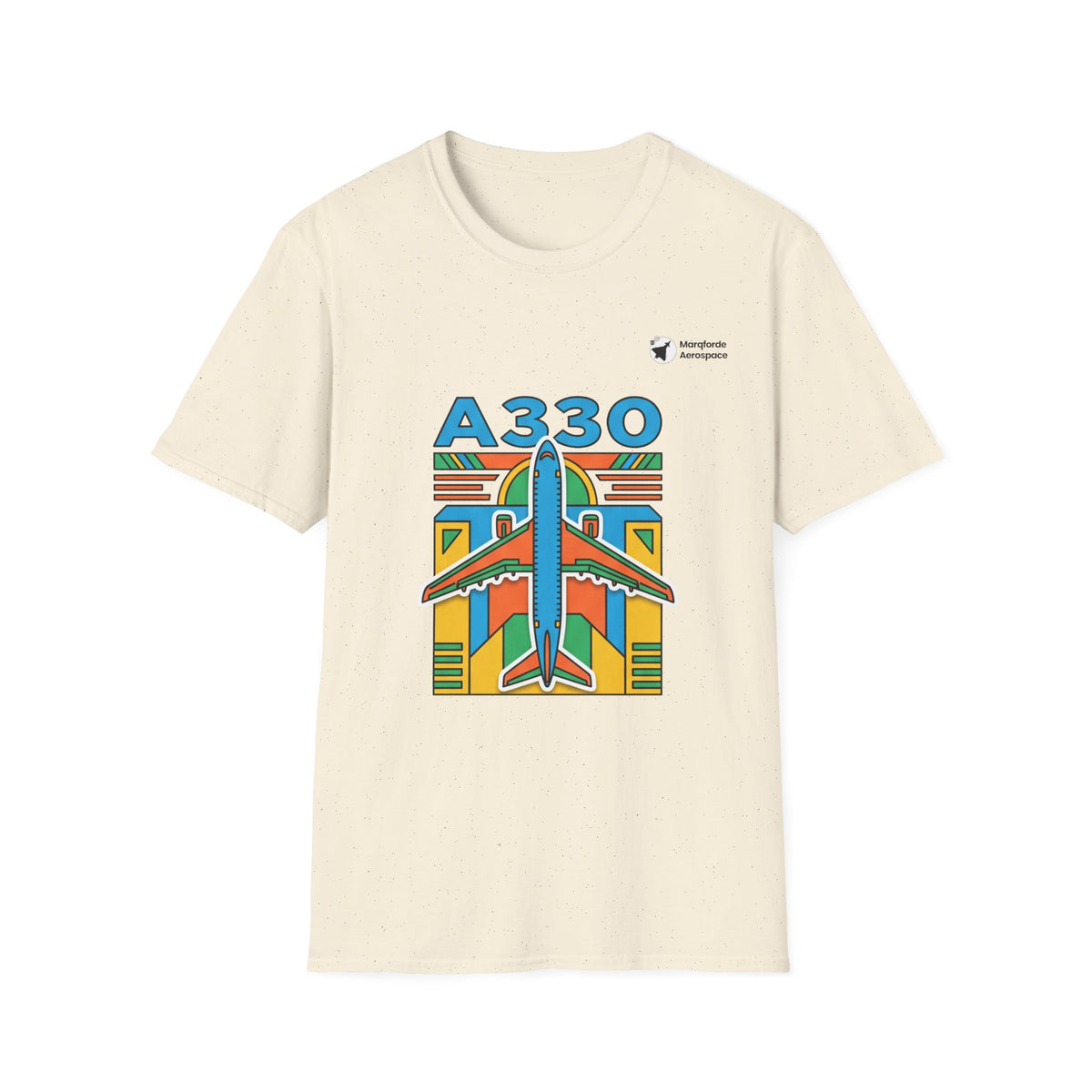 Atlantic A330 aviation graphic on a natural unisex t-shirt