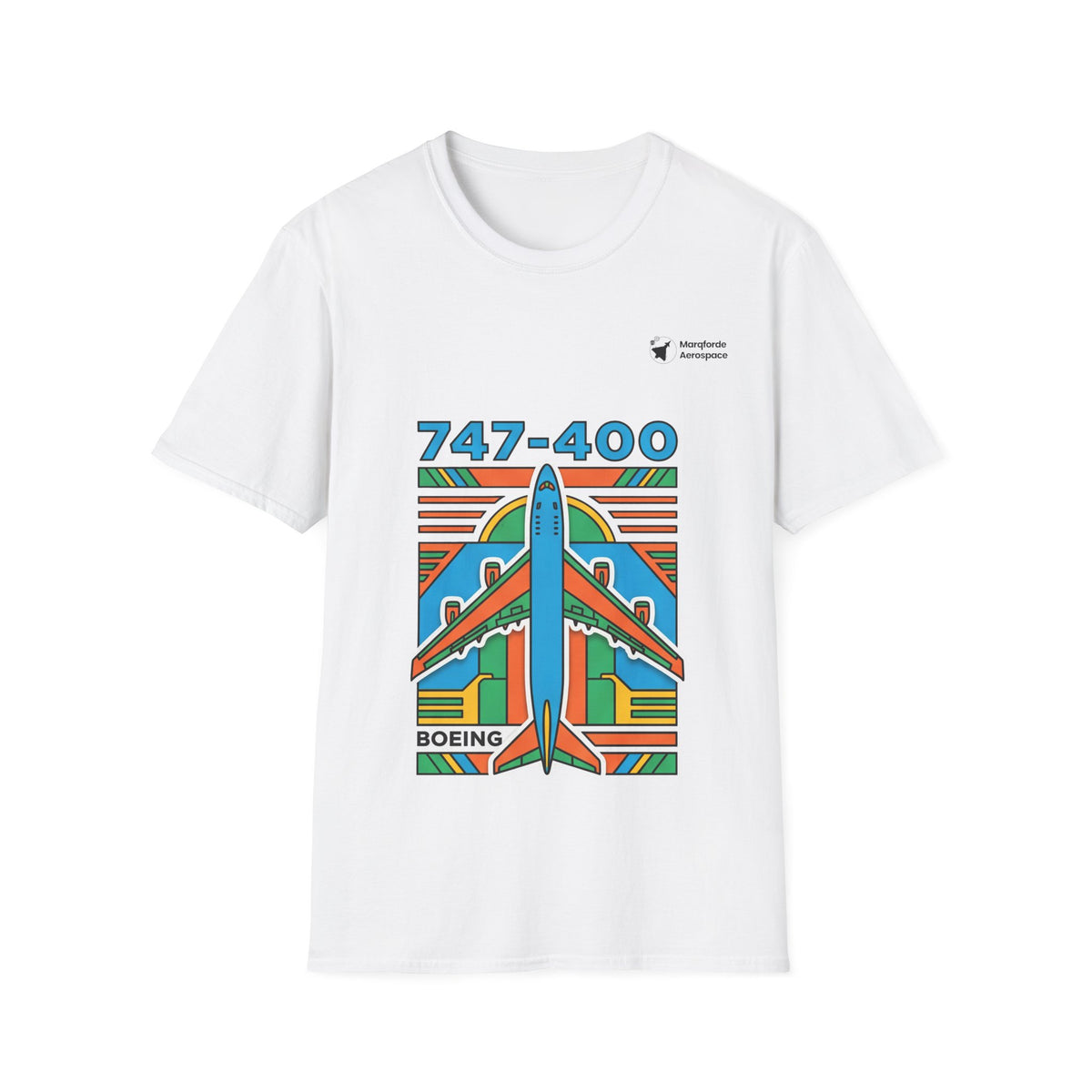Jumbo Jetstream B747 aviation graphic on a white unisex t-shirt