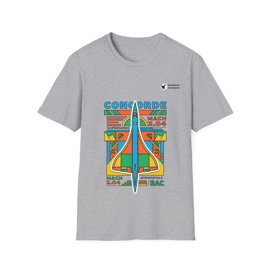 Concorde Cruise aviation graphic on a sport grey unisex t-shirt