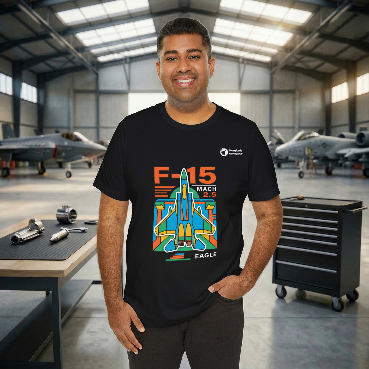 Eagle Energy aviation graphic on a black unisex t-shirt – view 2