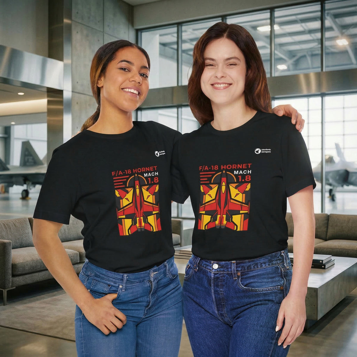 Hornet Heat aviation graphic on a black unisex t-shirt – view 2