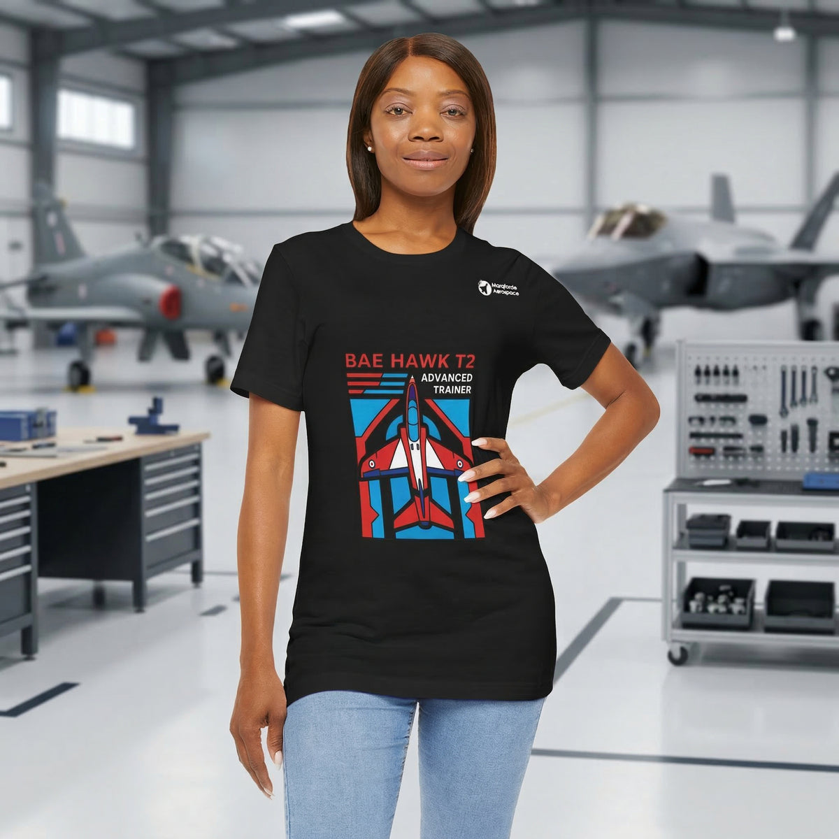 Hightime Hawk aviation graphic on a black unisex t-shirt – view 2