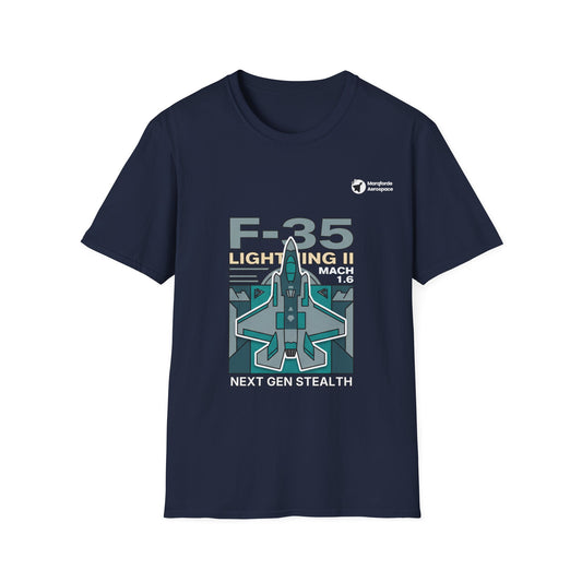 Lightning Love aviation graphic on a navy unisex t-shirt