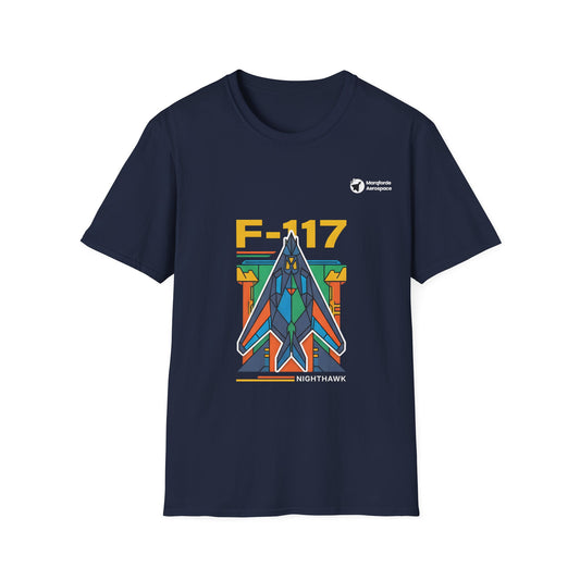 Nighthawk Neon aviation graphic on a navy unisex t-shirt