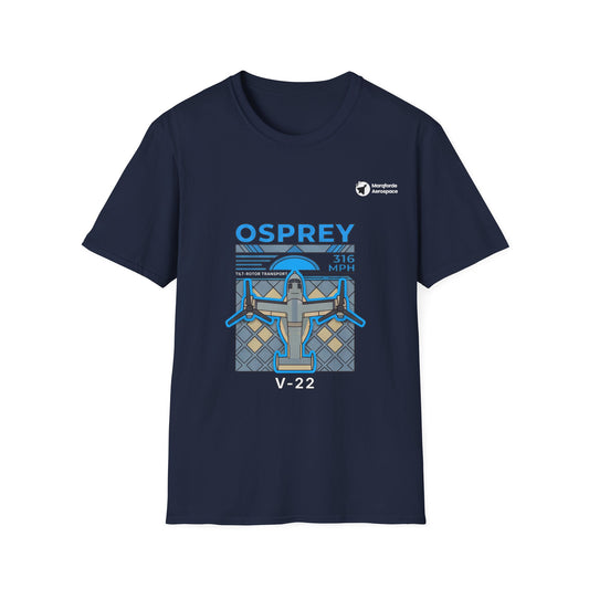 Osprey Odyssey aviation graphic on a navy unisex t-shirt
