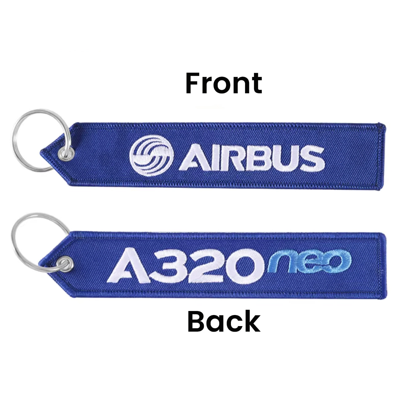 Airbus A320neo Keyring | Embroidered Flight Tag