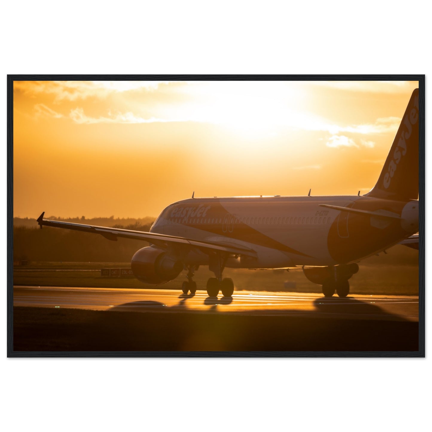 EasyJet A320 Sunset Departure at MAN Framed Print – Premium Aviation Art