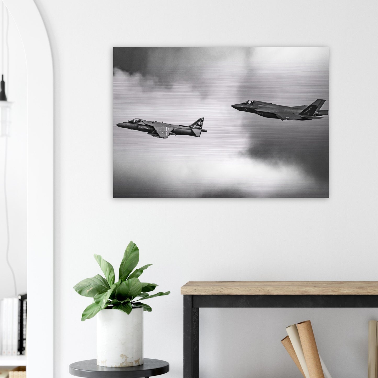 Limited Edition RAF F-35 & Harrier Aircraft Print – Sleek Metallic Finish