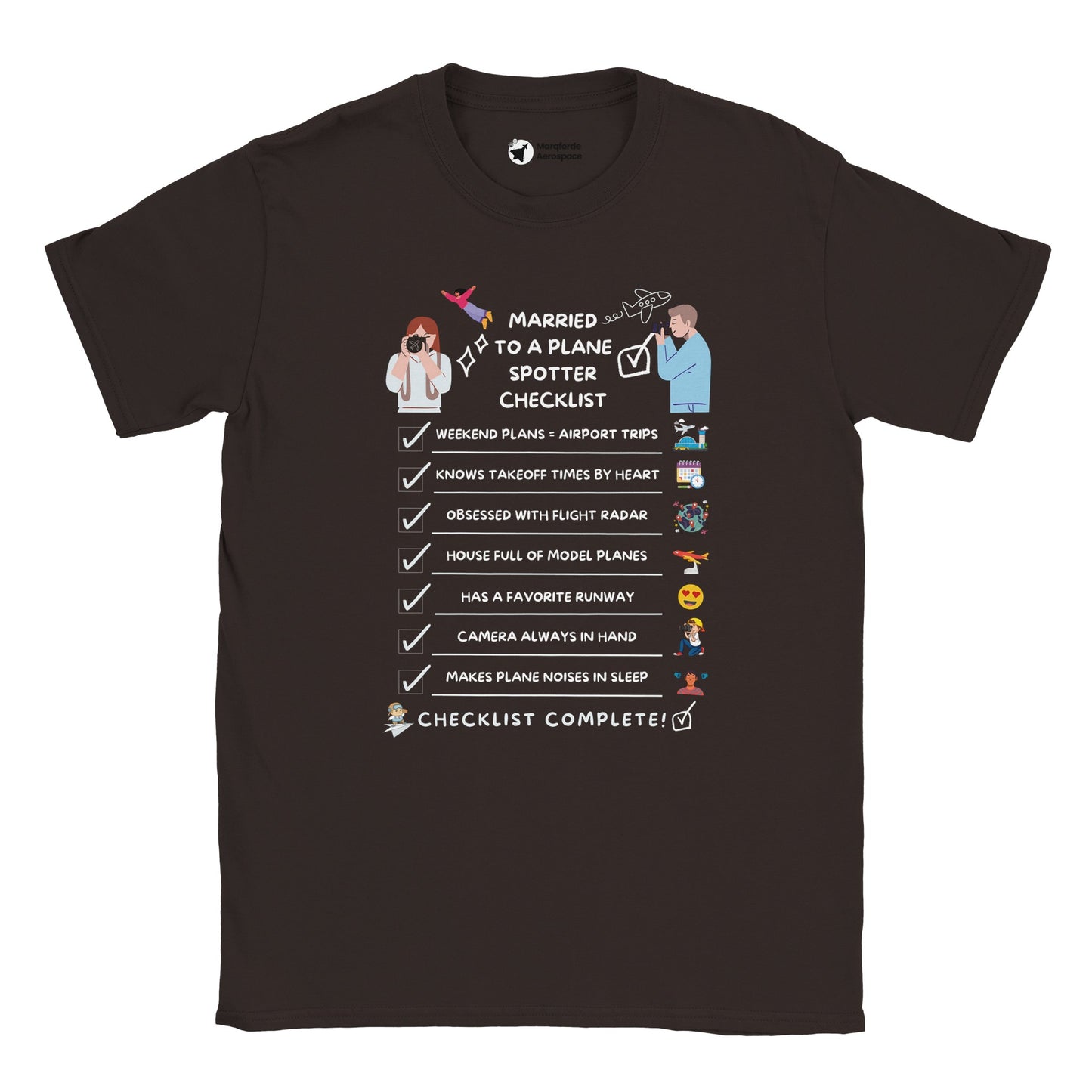Married to a Planespotter Checklist Unisex T-Shirt – Aviation-Themed Apparel