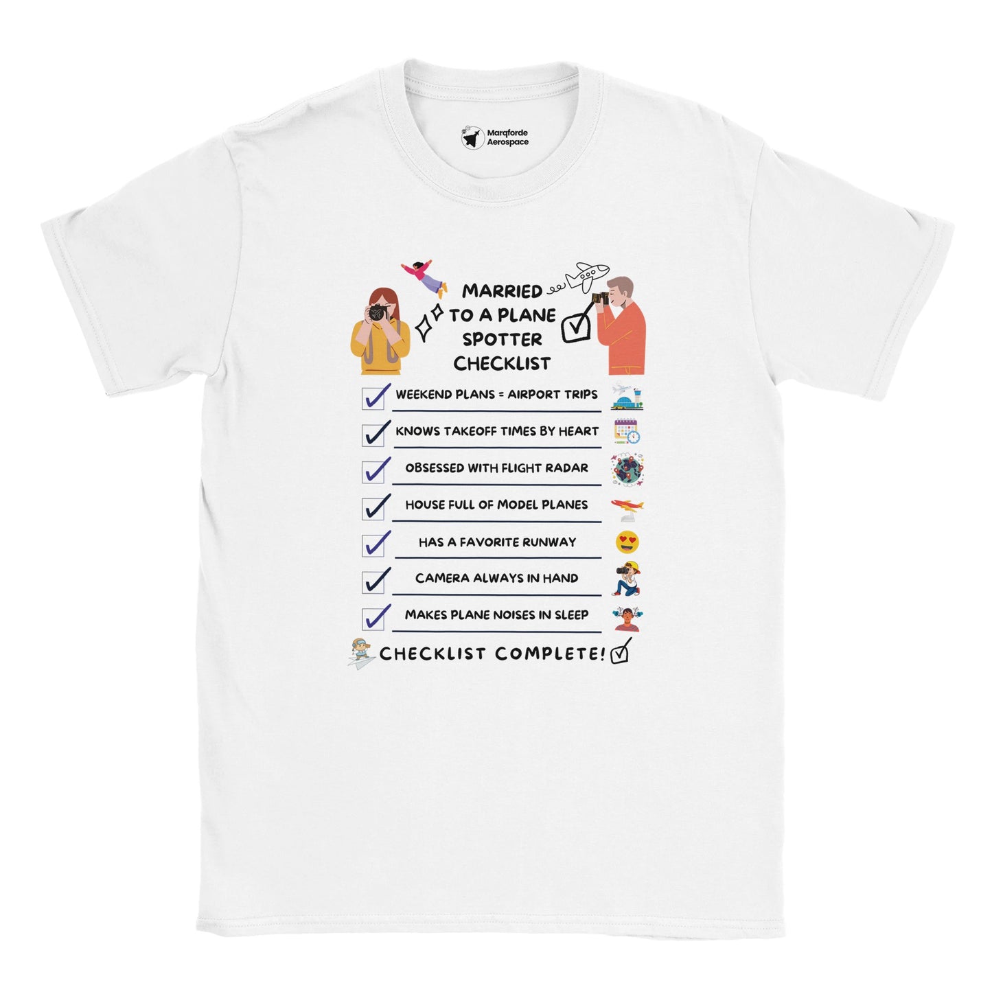 Stylish Married to a Planespotter Checklist Tee – Great for AvGeeks & Spotters