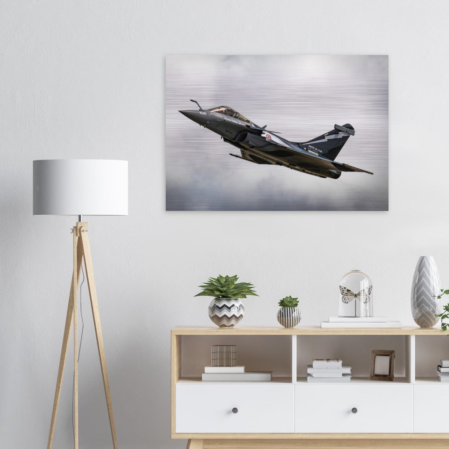 Close-Up of Dassault Rafale Brushed Aluminium Print – Glossy Finish