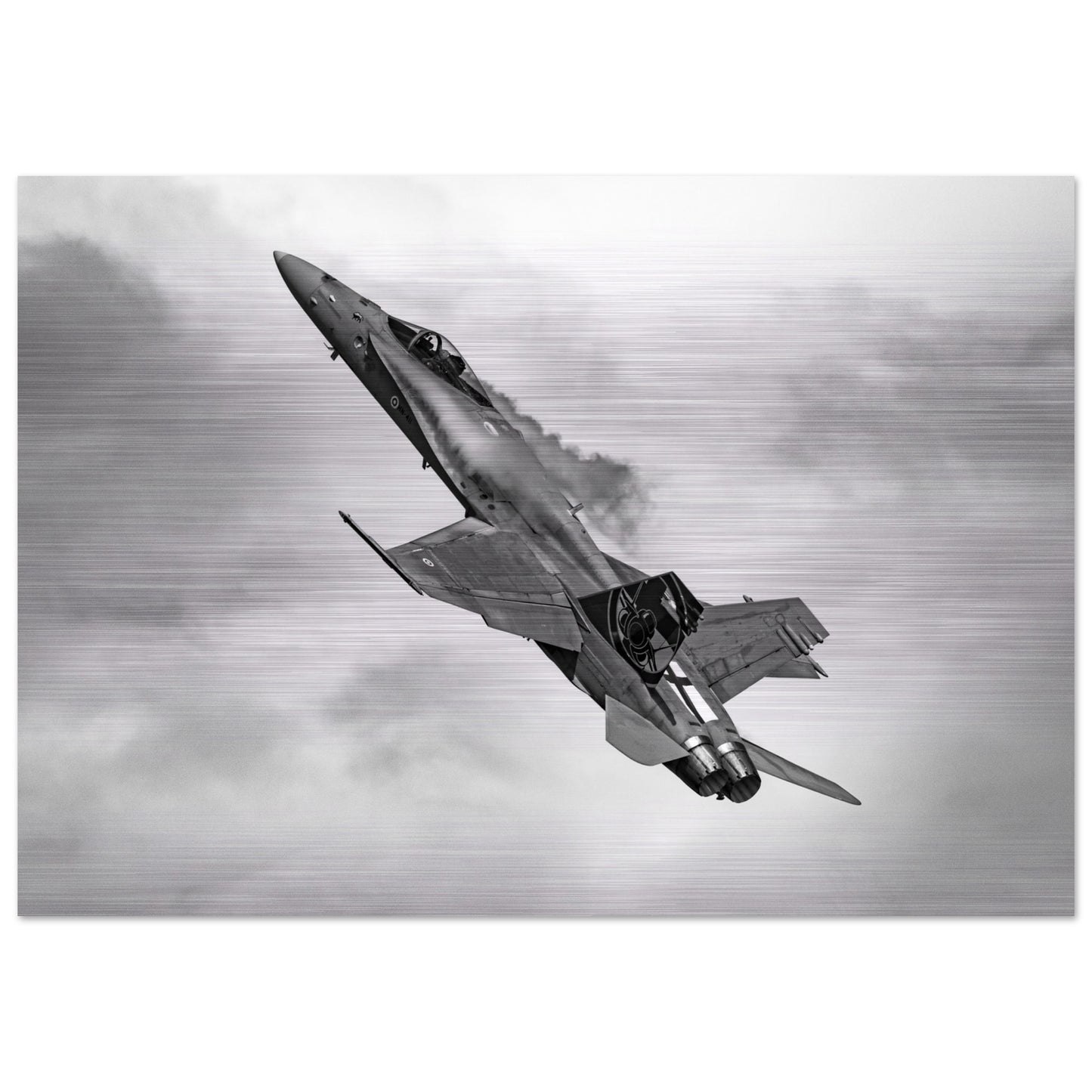 Finnish F/A-18 Hornet Brushed Aluminium Print – Premium Aviation Art