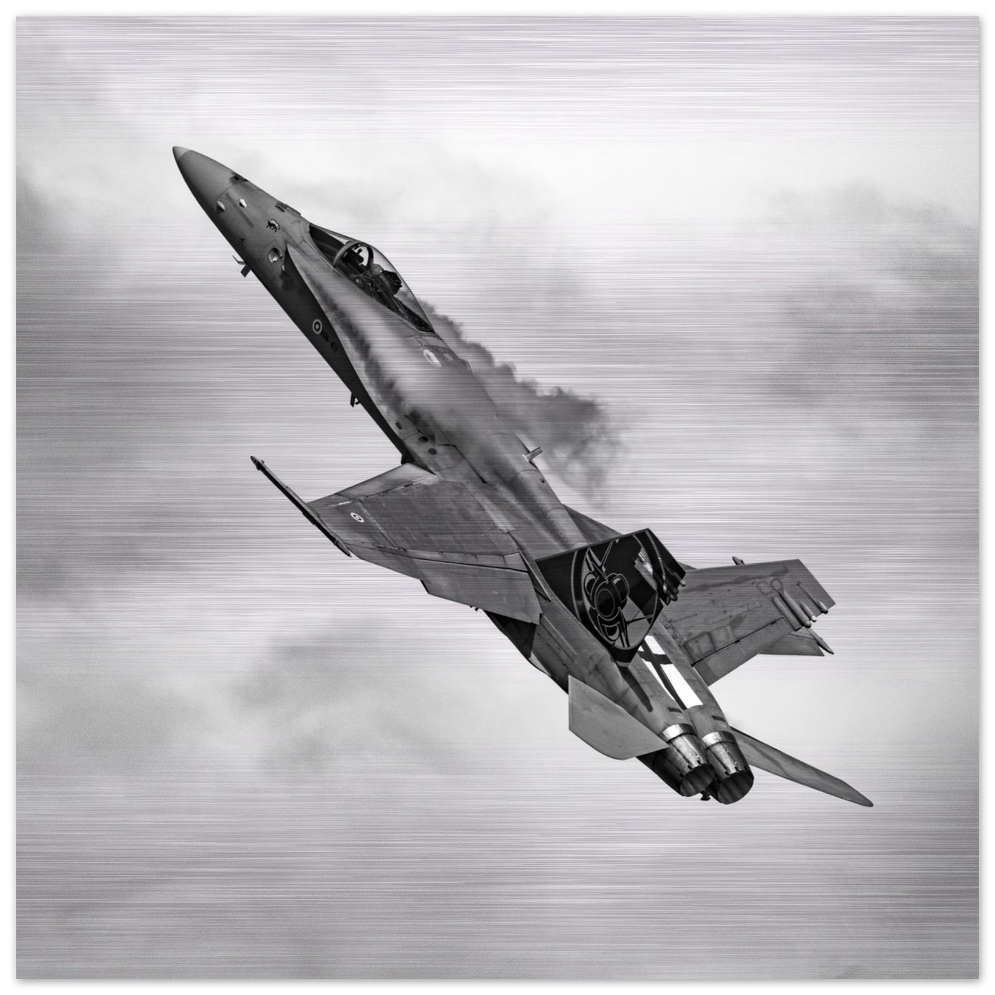 Finnish F/A-18 Hornet Brushed Aluminium Print – Military Jet Display