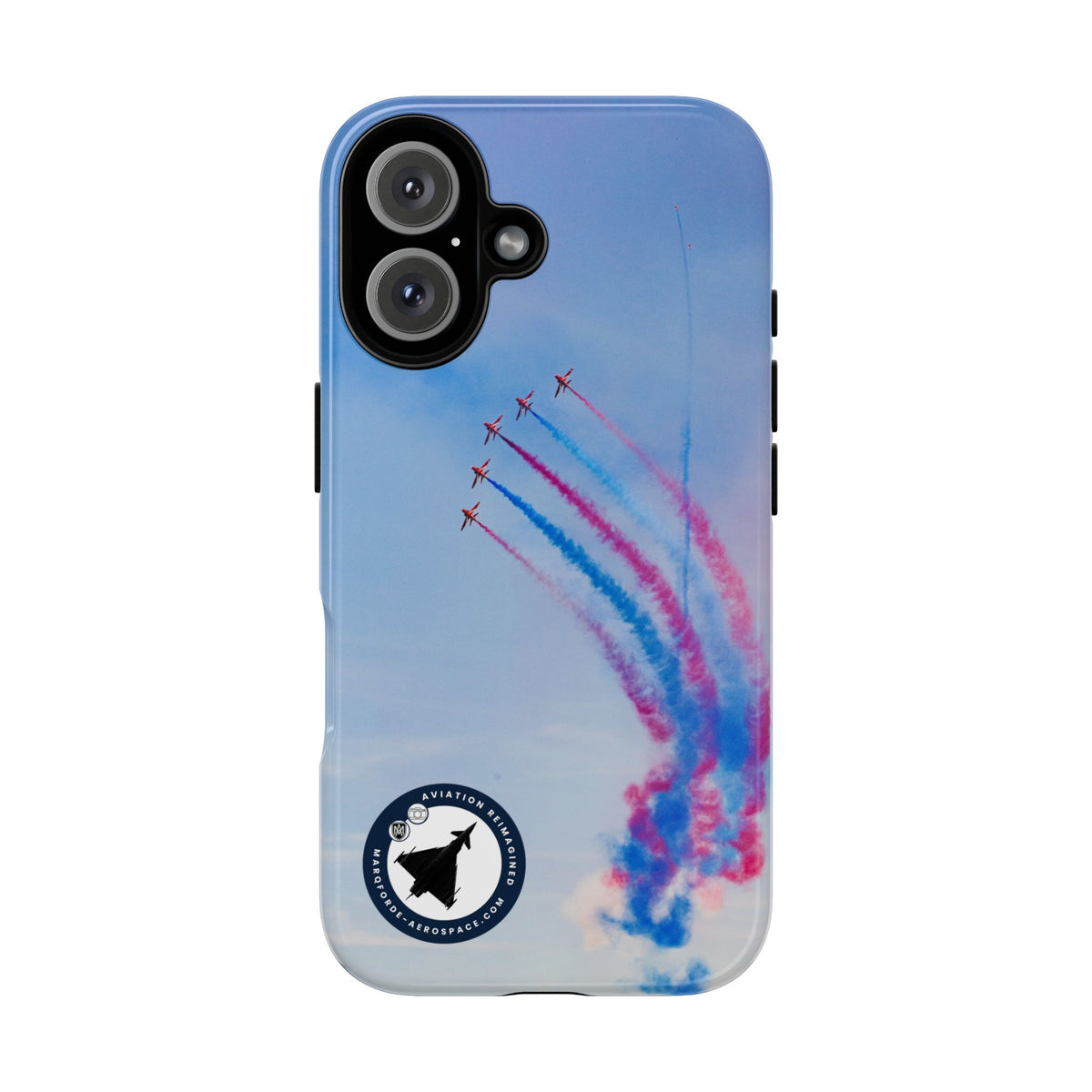Five Red Arrows Hawks curving with coloured smoke aviation photo iPhone tough phone case – view 5