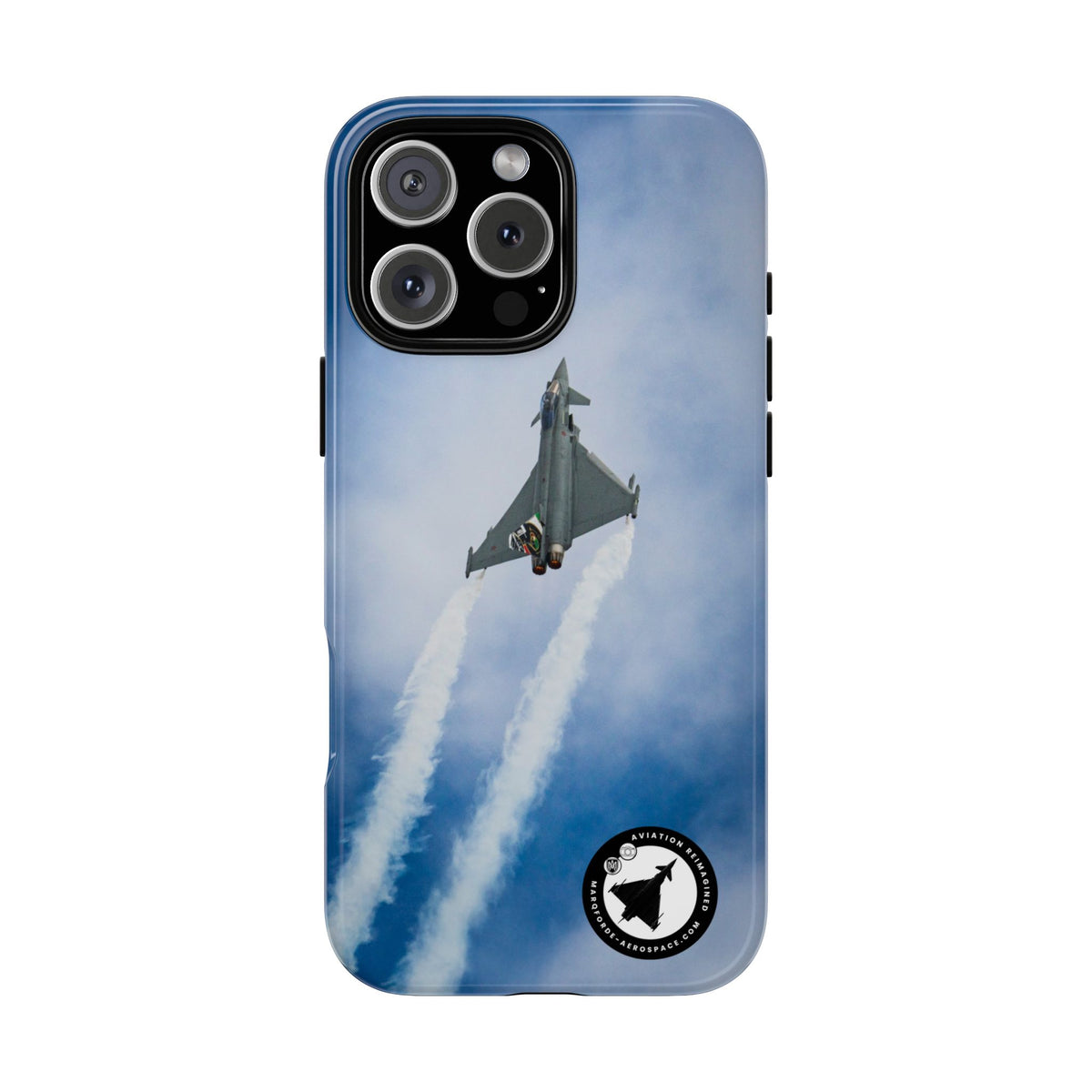 Italian Eurofighter climbing with twin white trails aviation photo iPhone tough phone case – view 46