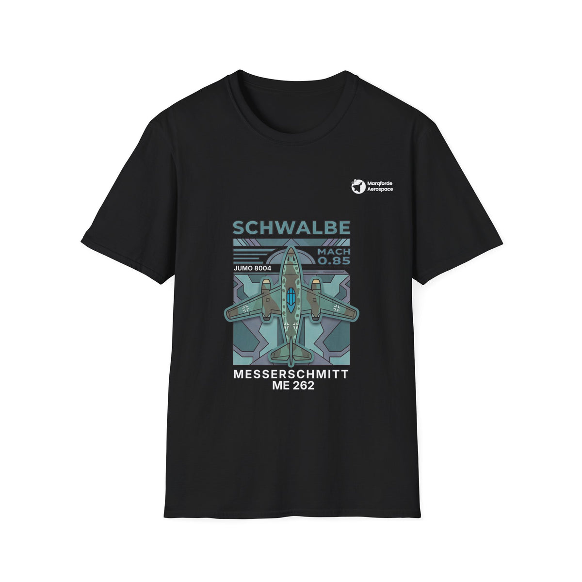 Schwalbe Sovereign aviation graphic on a black unisex t-shirt