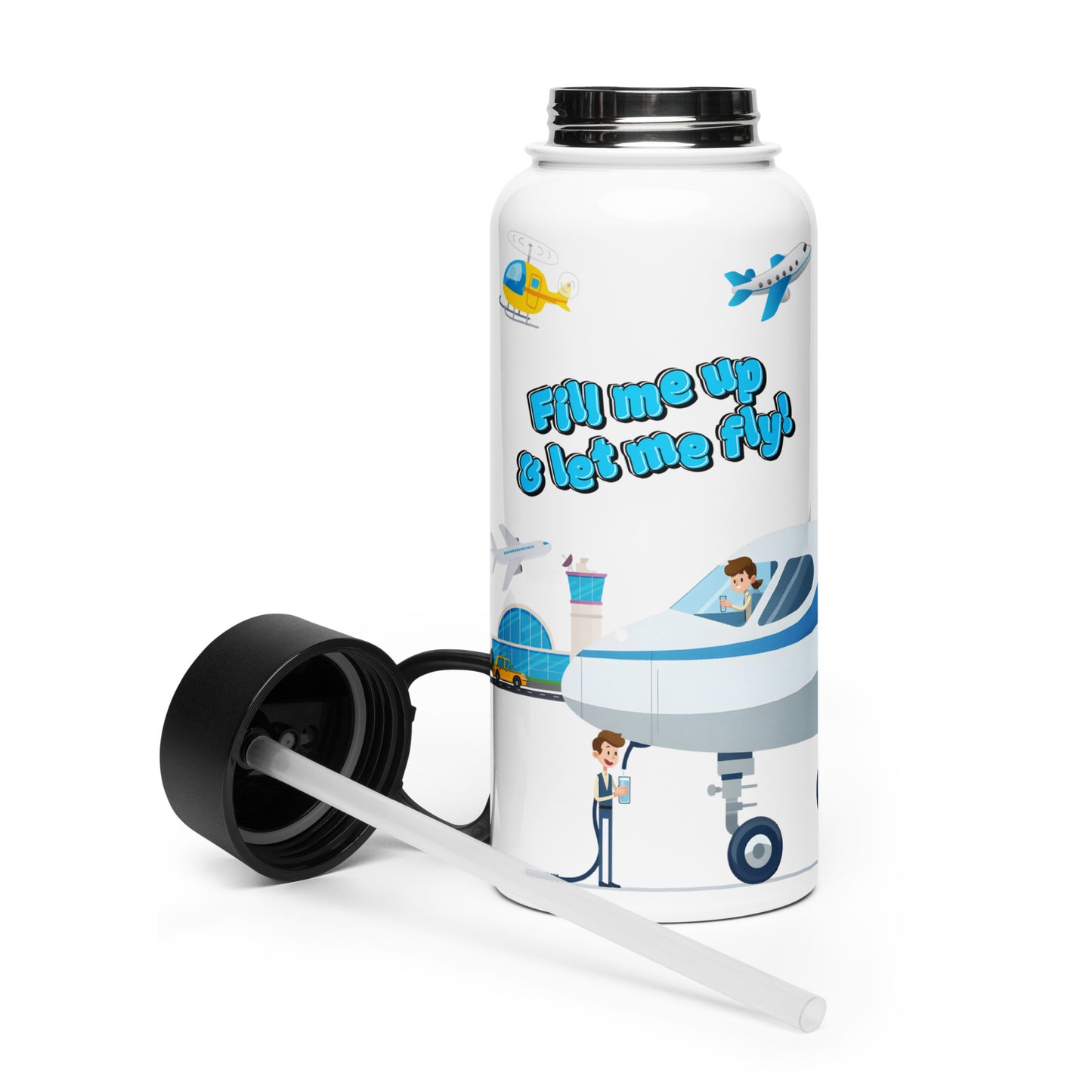 Aviation-Themed Water Bottle – Keeps Drinks Hot or Cold for Hours