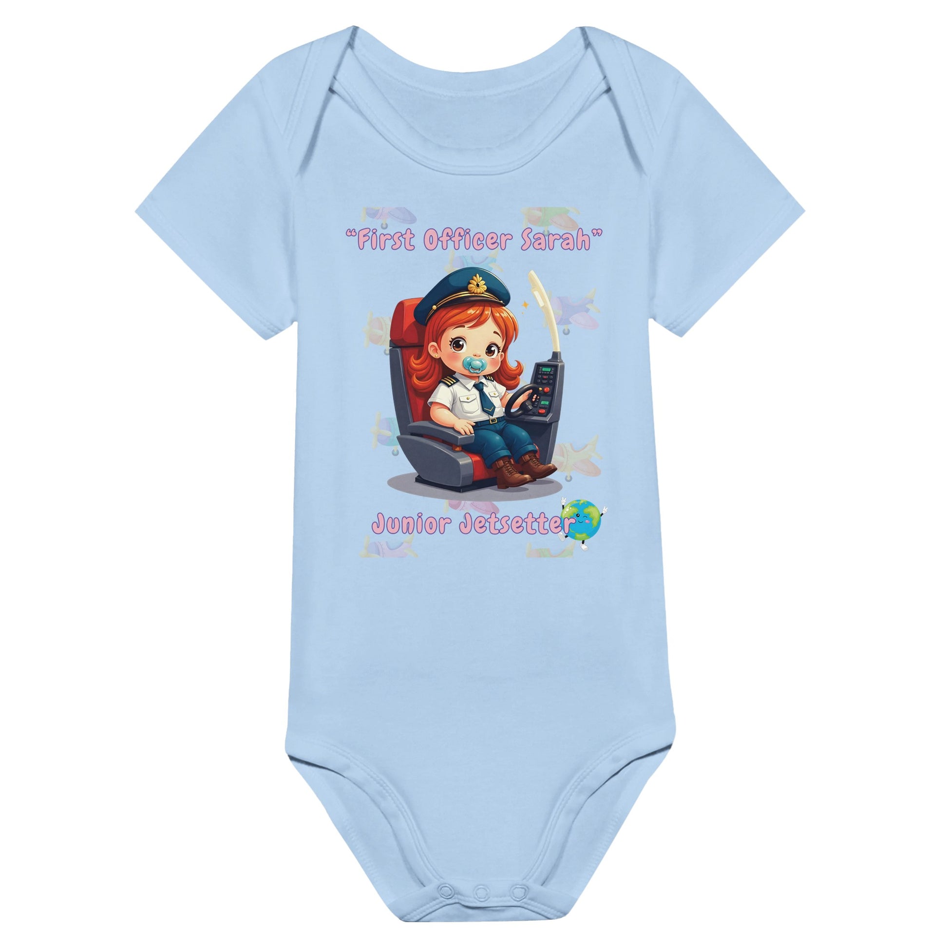 Adorable Baby Girl Bodysuit with Jetsetter Aviation Print