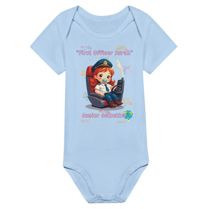 Adorable Baby Girl Bodysuit with Jetsetter Aviation Print