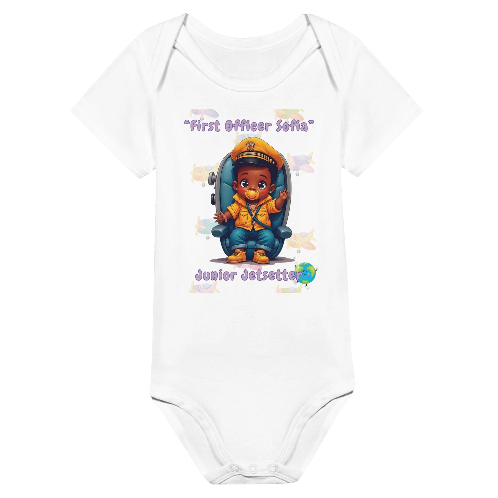Aviation-Inspired Baby Bodysuit – Junior Jetsetter for Girls