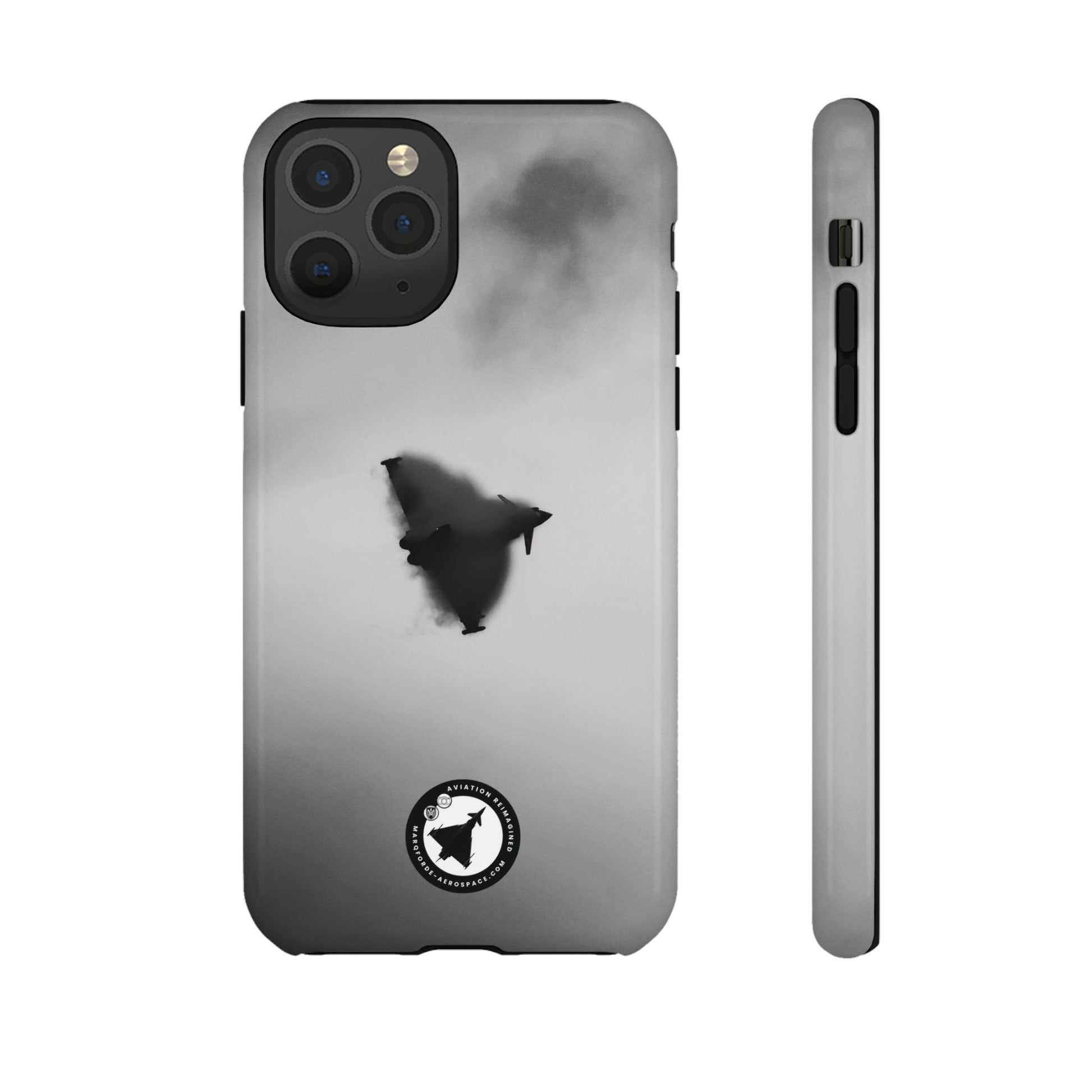 Sleek iPhone Case with Eurofighter Typhoon in Cloud Cover Design