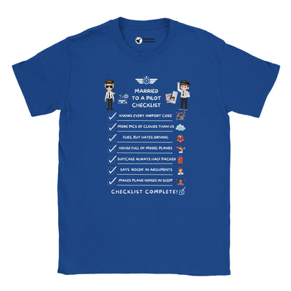 Close-Up of Married to a Pilot Checklist T-Shirt – Bold Graphic Print