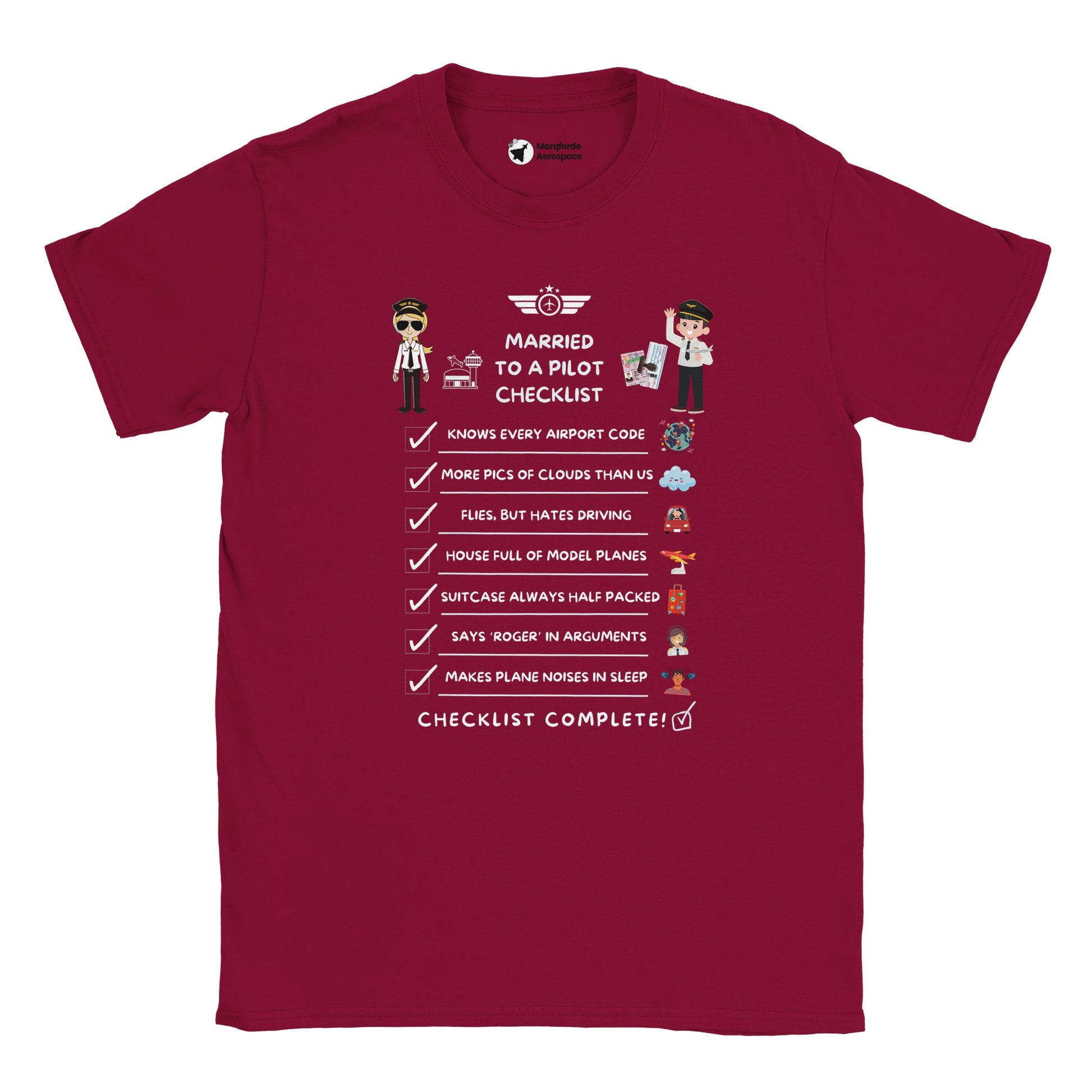 Married to a Pilot Checklist Unisex T-Shirt – Fun Aviation Apparel
