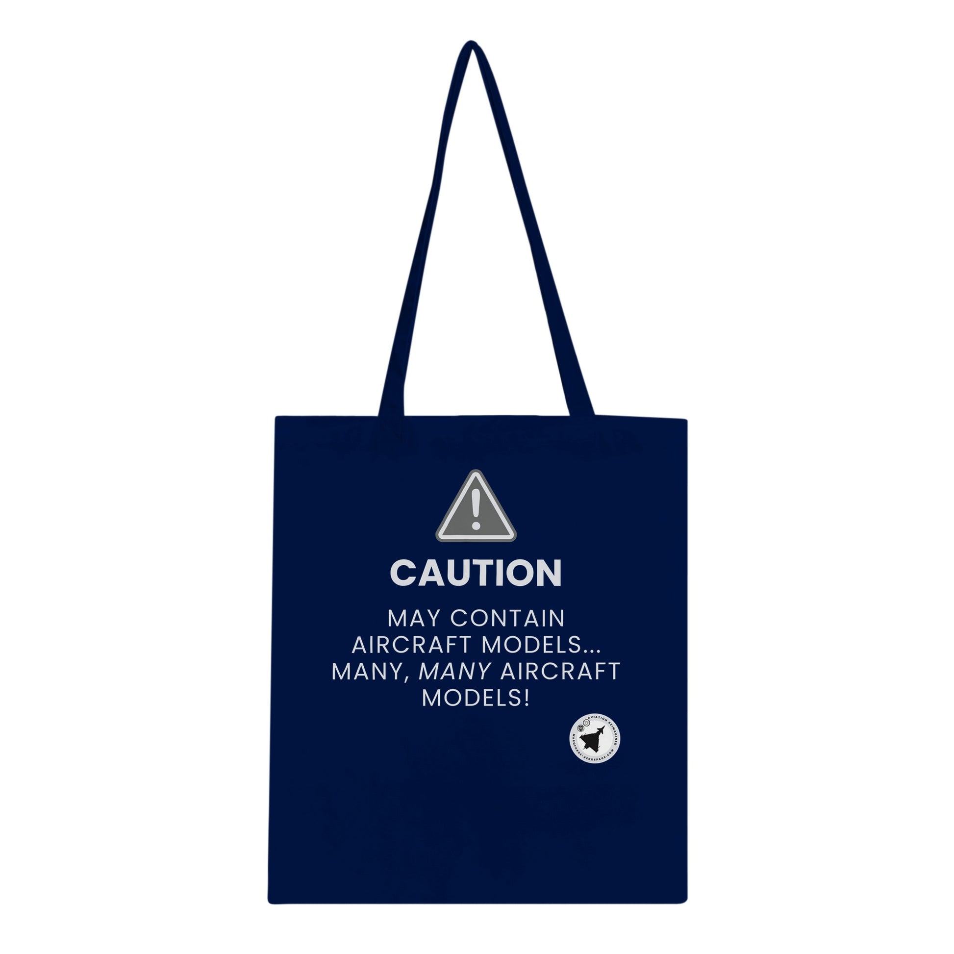 Dark-Coloured Aviation Tote Bag with May Contain Aircraft Models Text