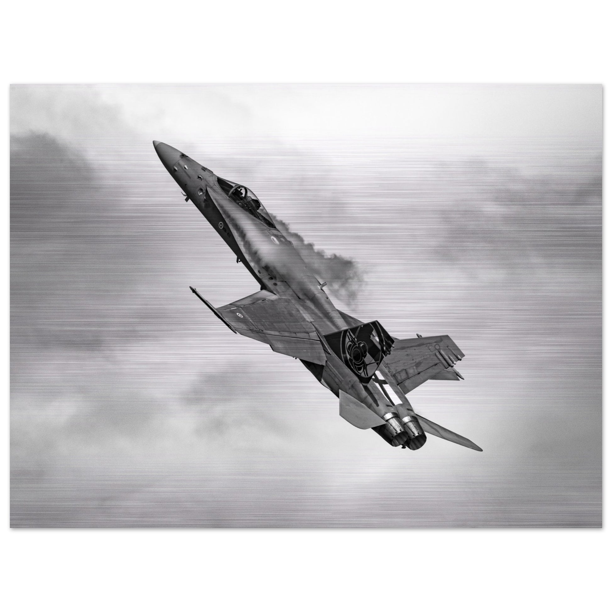 Finnish F/A-18 Hornet Brushed Aluminium Print – A Must-Have for Collectors