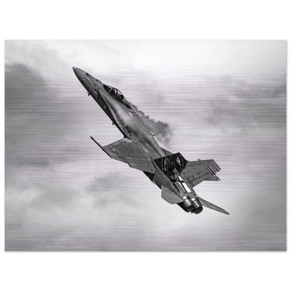 Finnish F/A-18 Hornet Brushed Aluminium Print – A Must-Have for Collectors