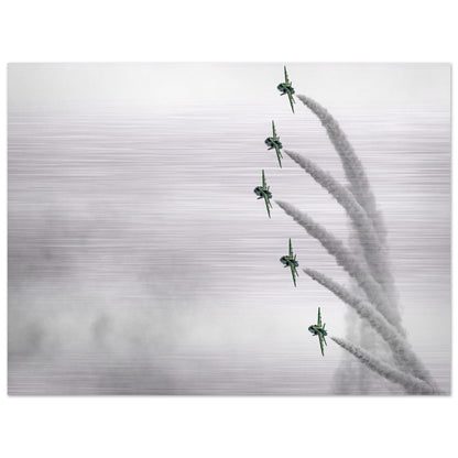 Brushed Aluminum Print of Royal Saudi Hawks – Sleek Metallic Design