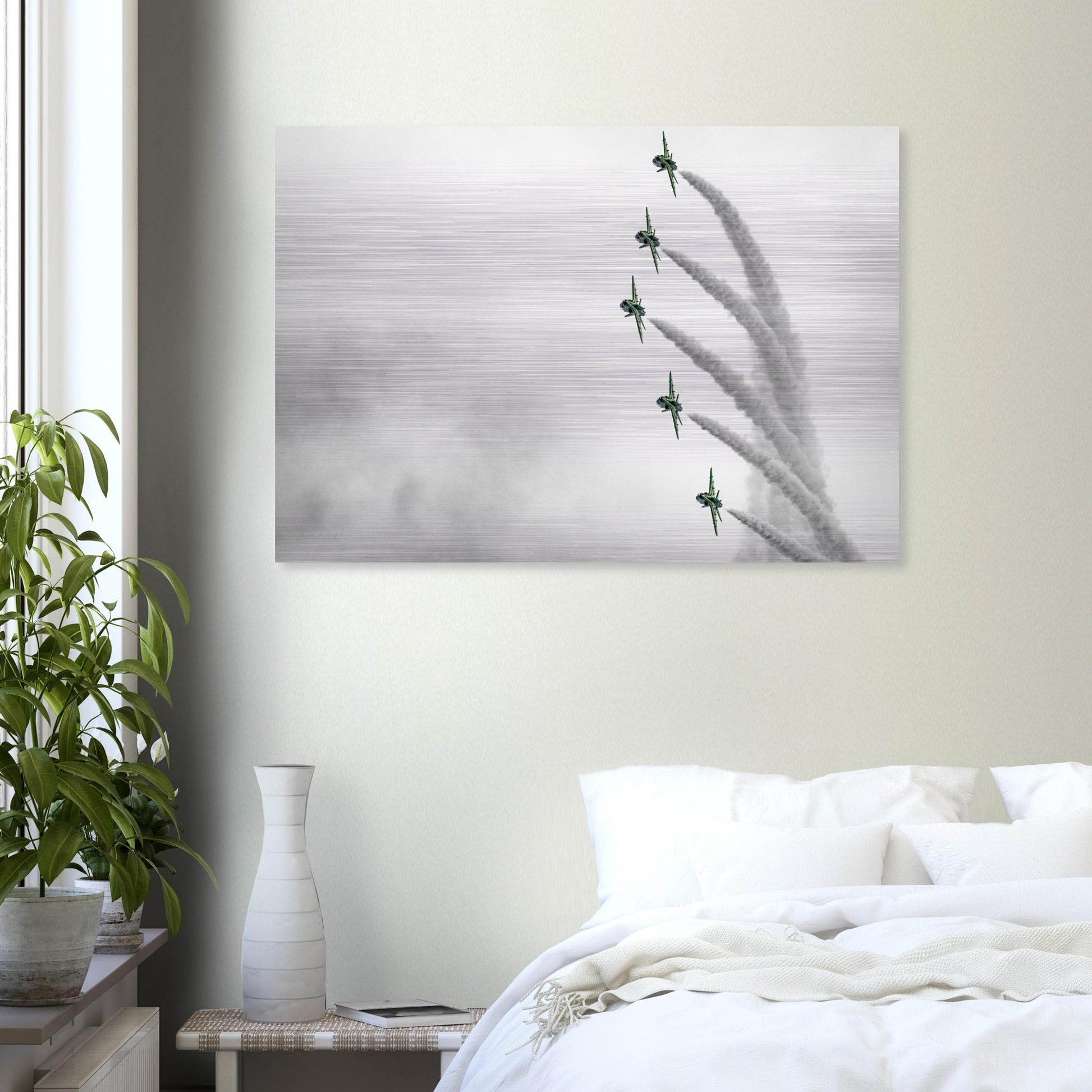 Detailed Aviation Art Print of Royal Saudi Hawks on Brushed Aluminum