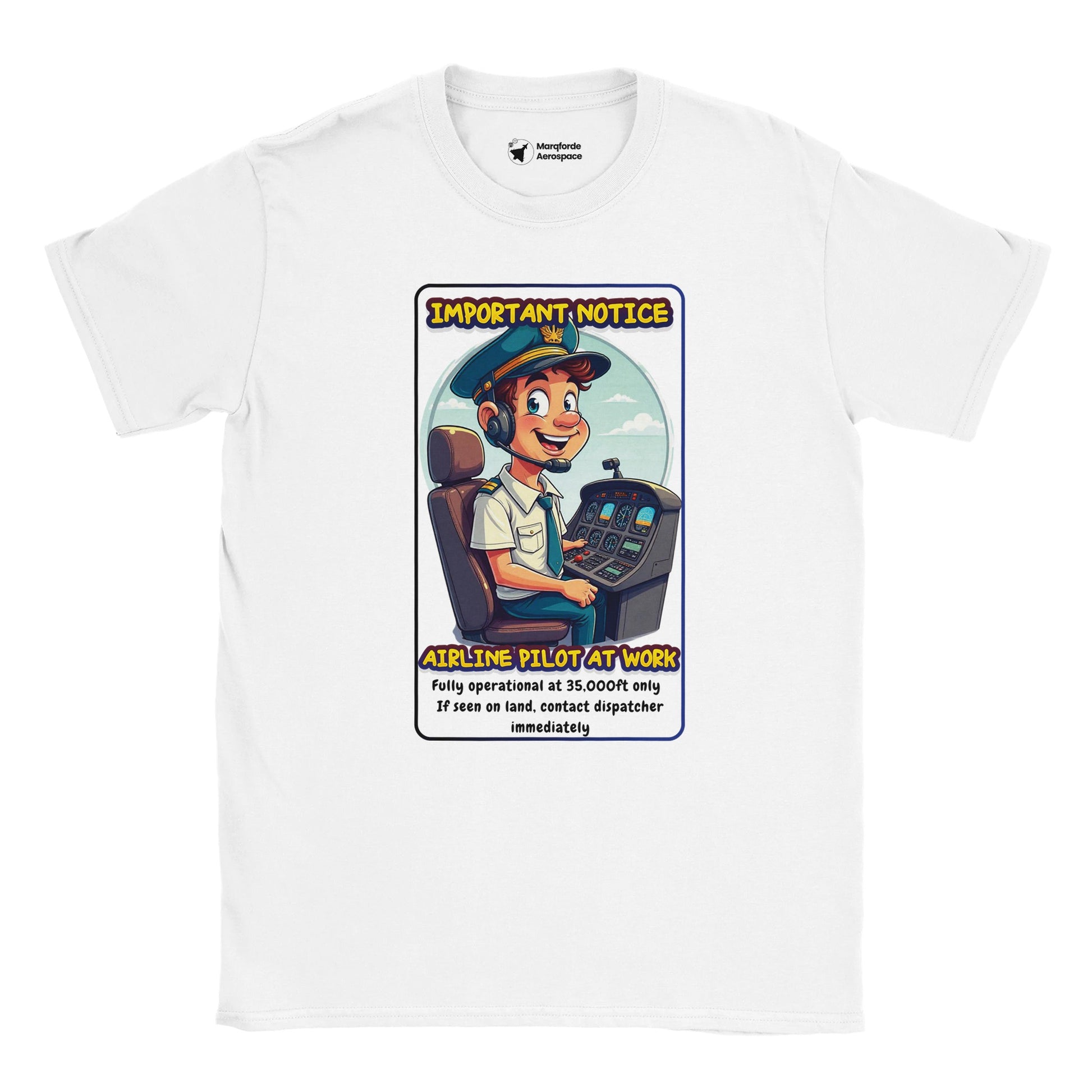 Bold Airline Pilot at Work Graphic on Men's Aviation T-Shirt