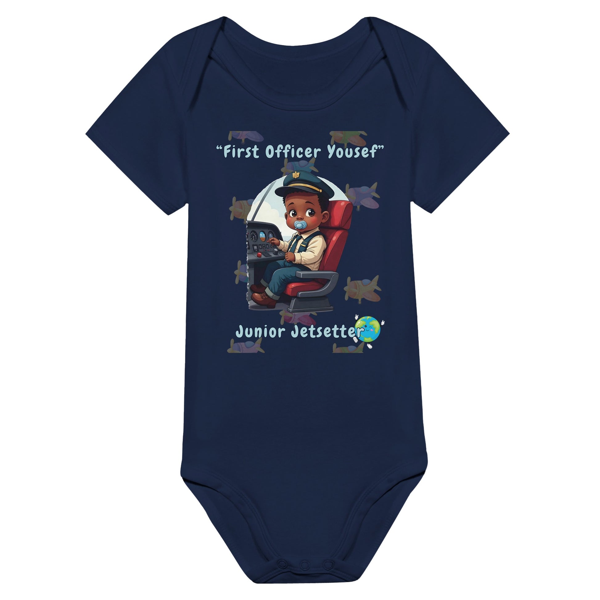 Junior Jetsetter Baby Bodysuit for Boys – Soft Cotton Aviation Outfit