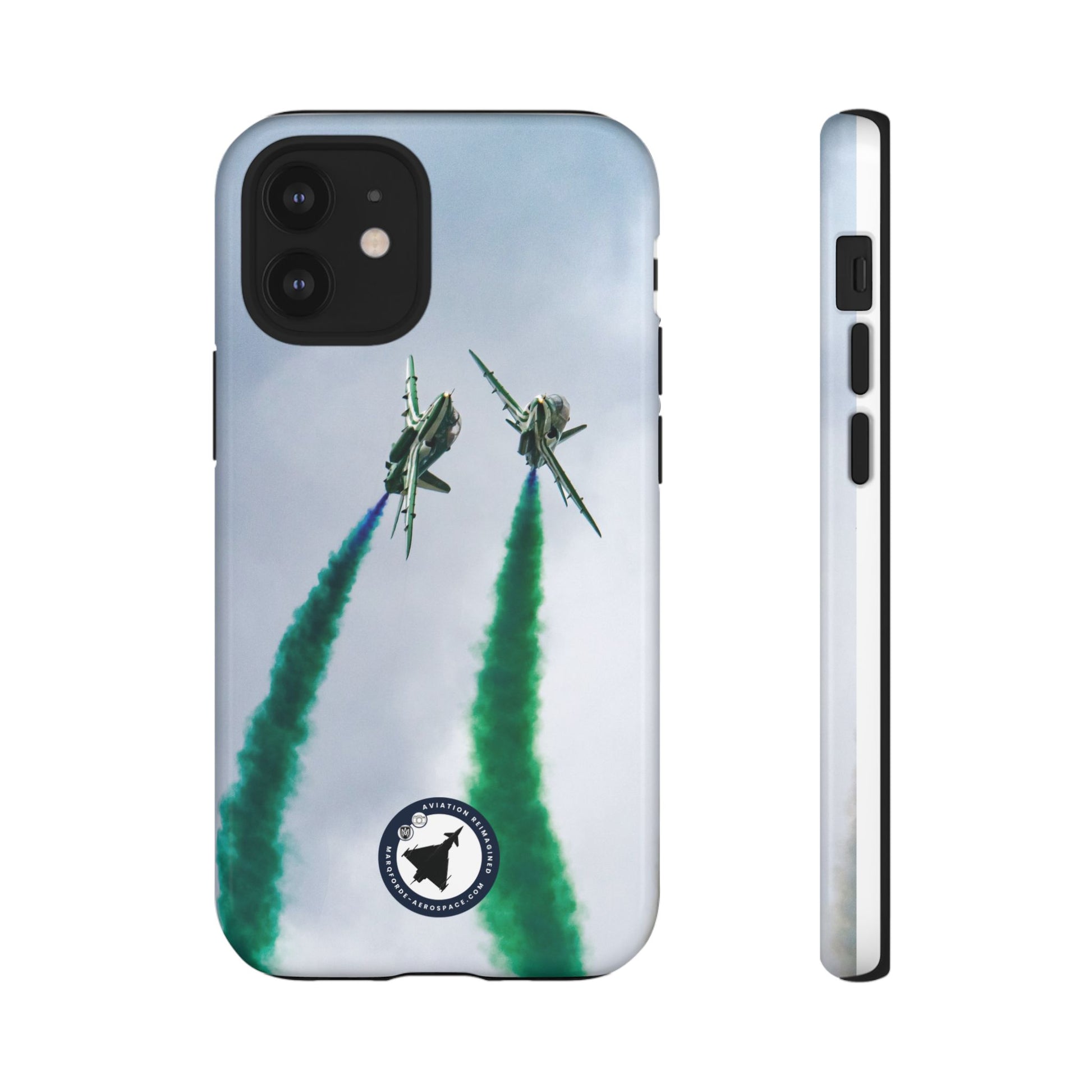 Side Profile of Saudi Hawks iPhone Case – Aerobatic Excellence