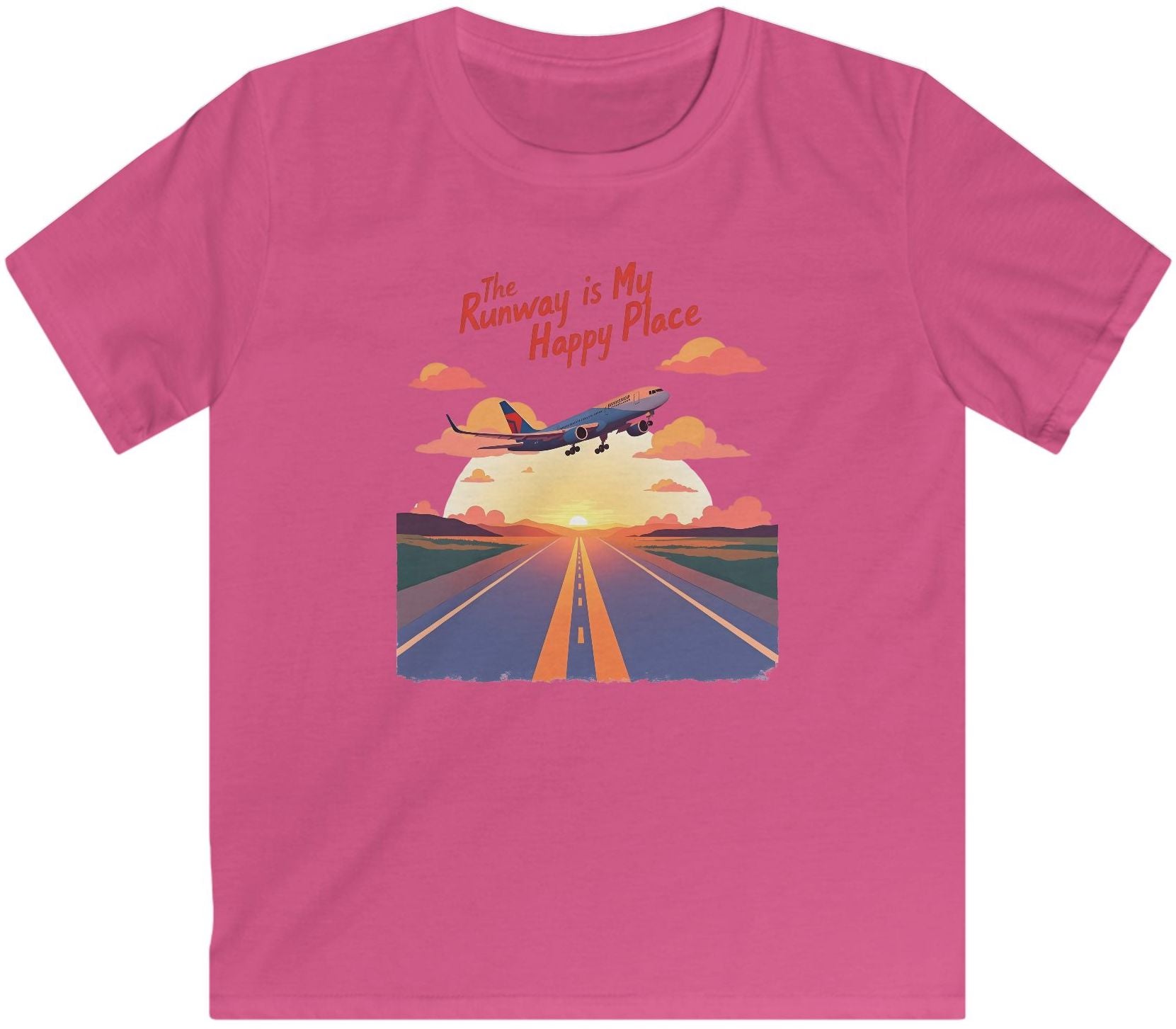 Front View of The Runway Is My Happy Place Unisex Tee – Relaxed Fit