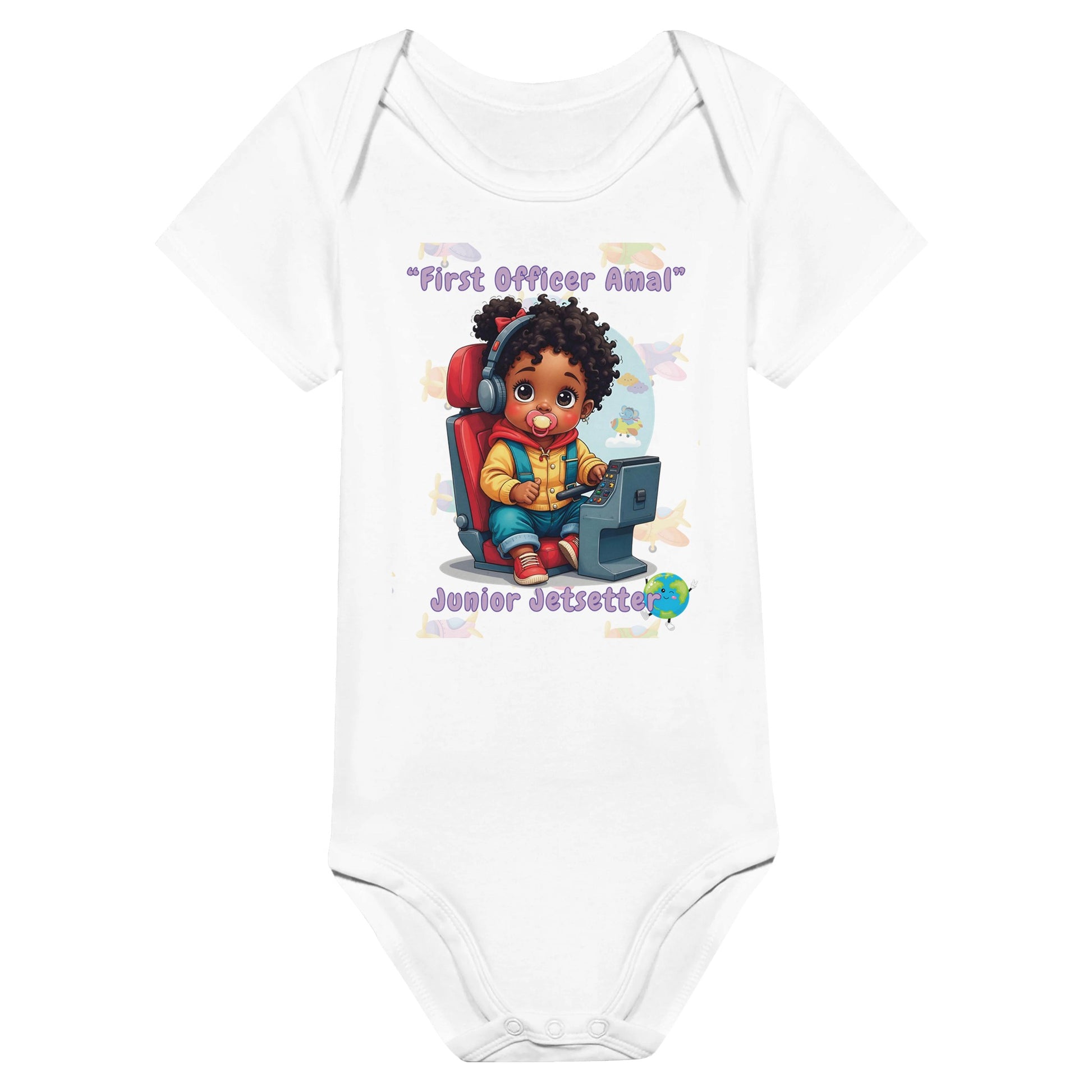 Junior Jetsetter Girls' Bodysuit – Perfect for Little Aviation Enthusiasts