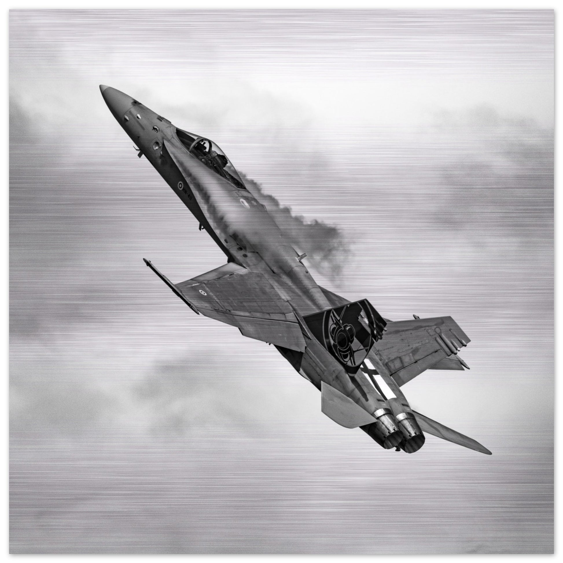 Premium Finnish Air Force Hornet Brushed Aluminium Art for Aviation Lovers