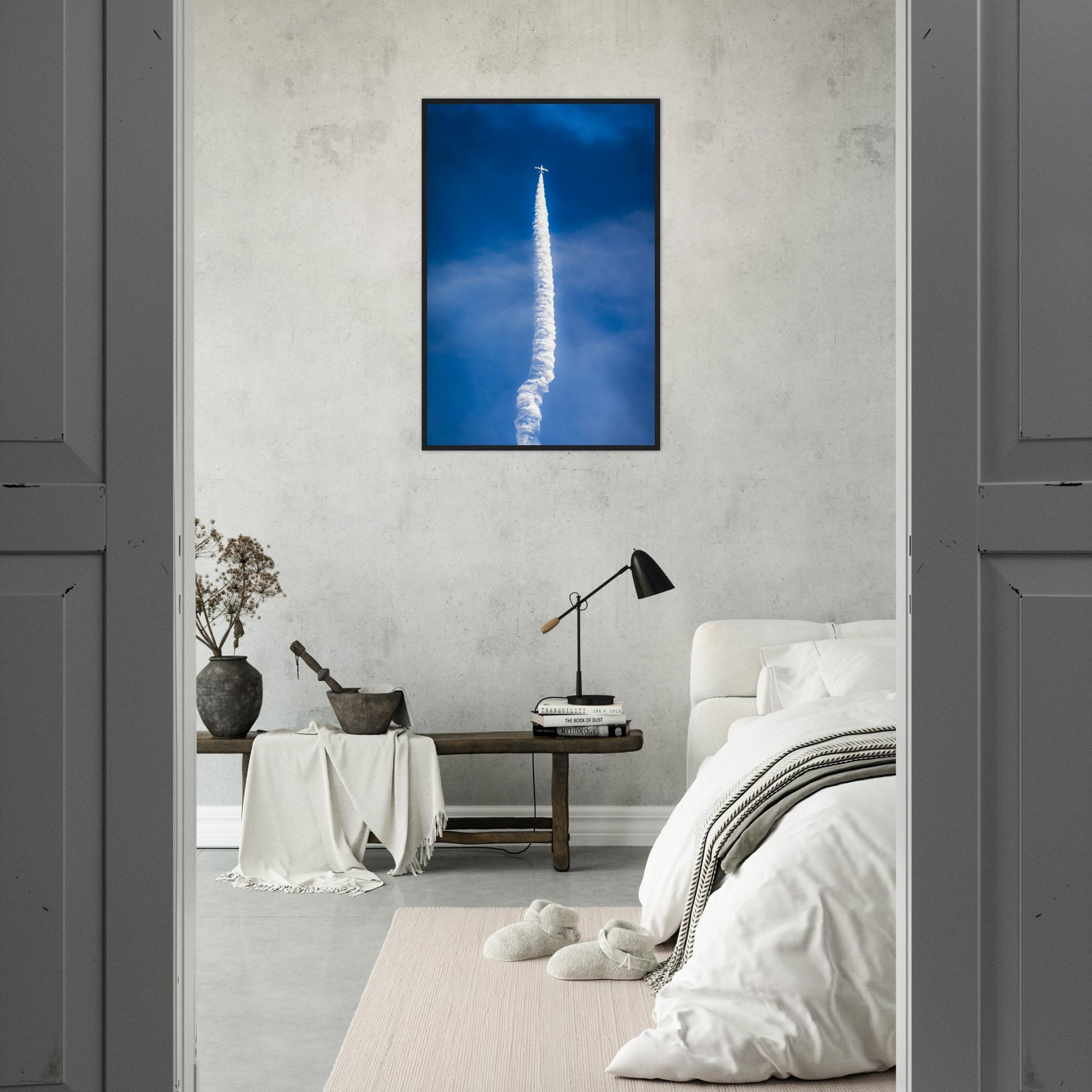 Framed Fine Art Print of Frecce Tricolori Performing Solo Ascent – Sleek & Professional Design