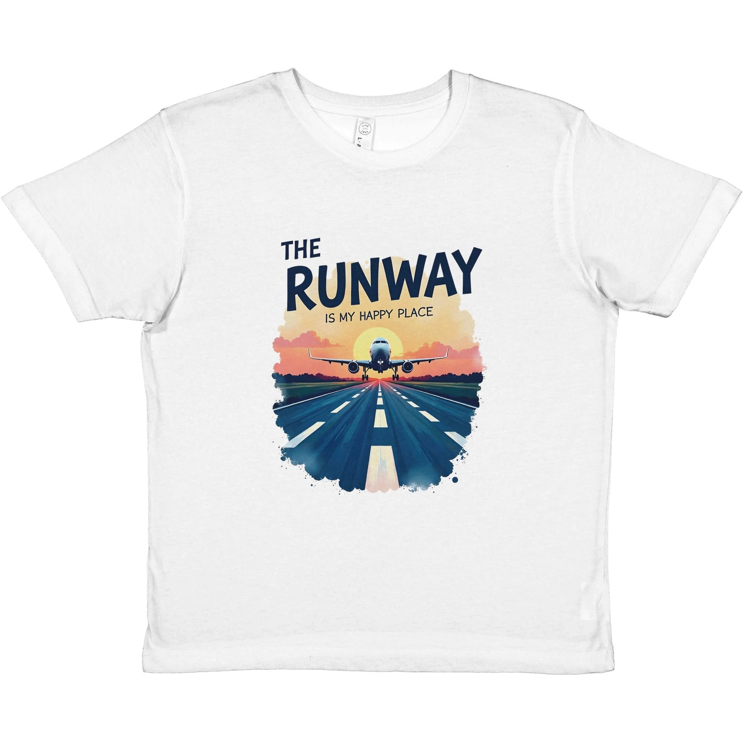 Premium Quality Aviation Tee – The Runway Is My Happy Place Print