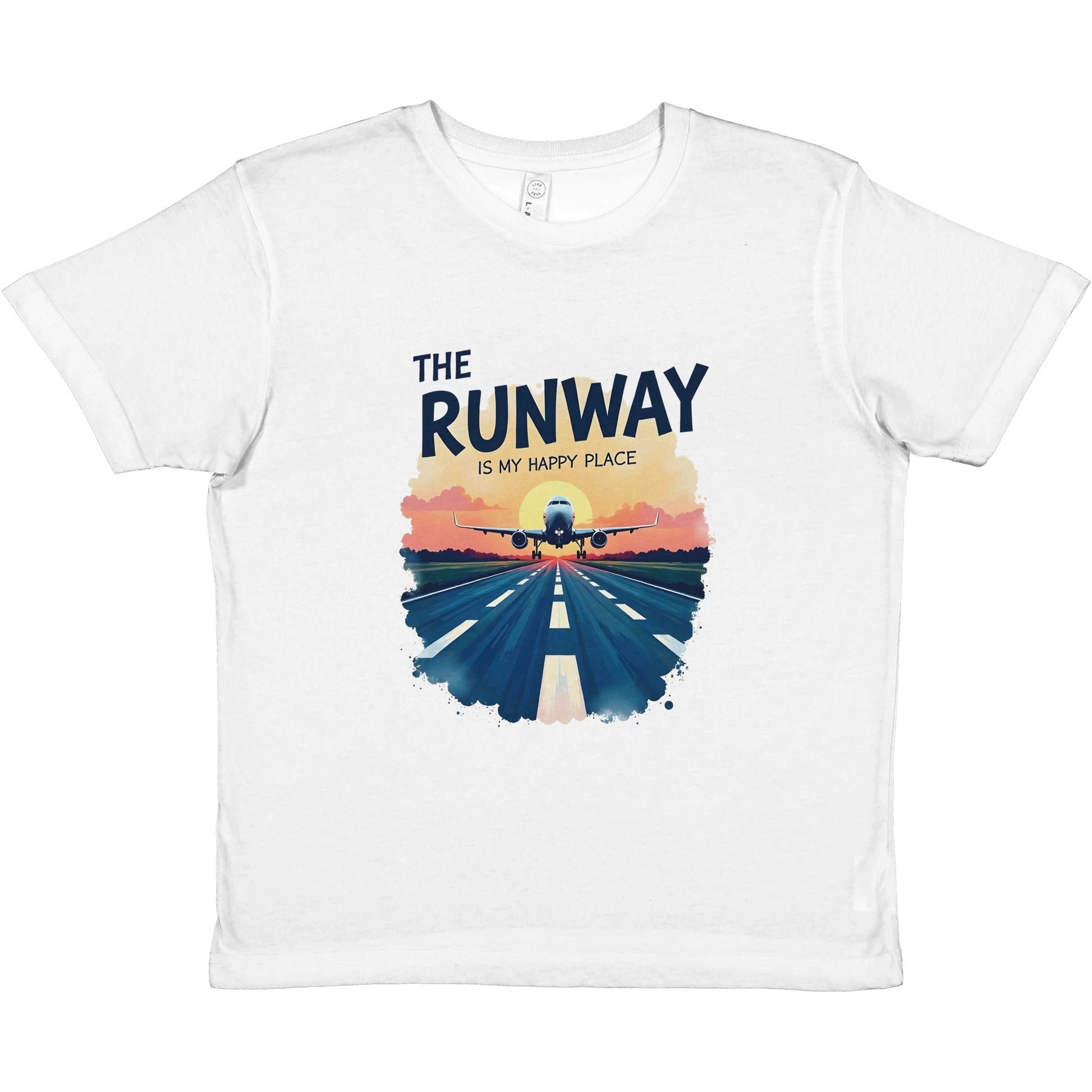 Premium Quality Aviation Tee – The Runway Is My Happy Place Print