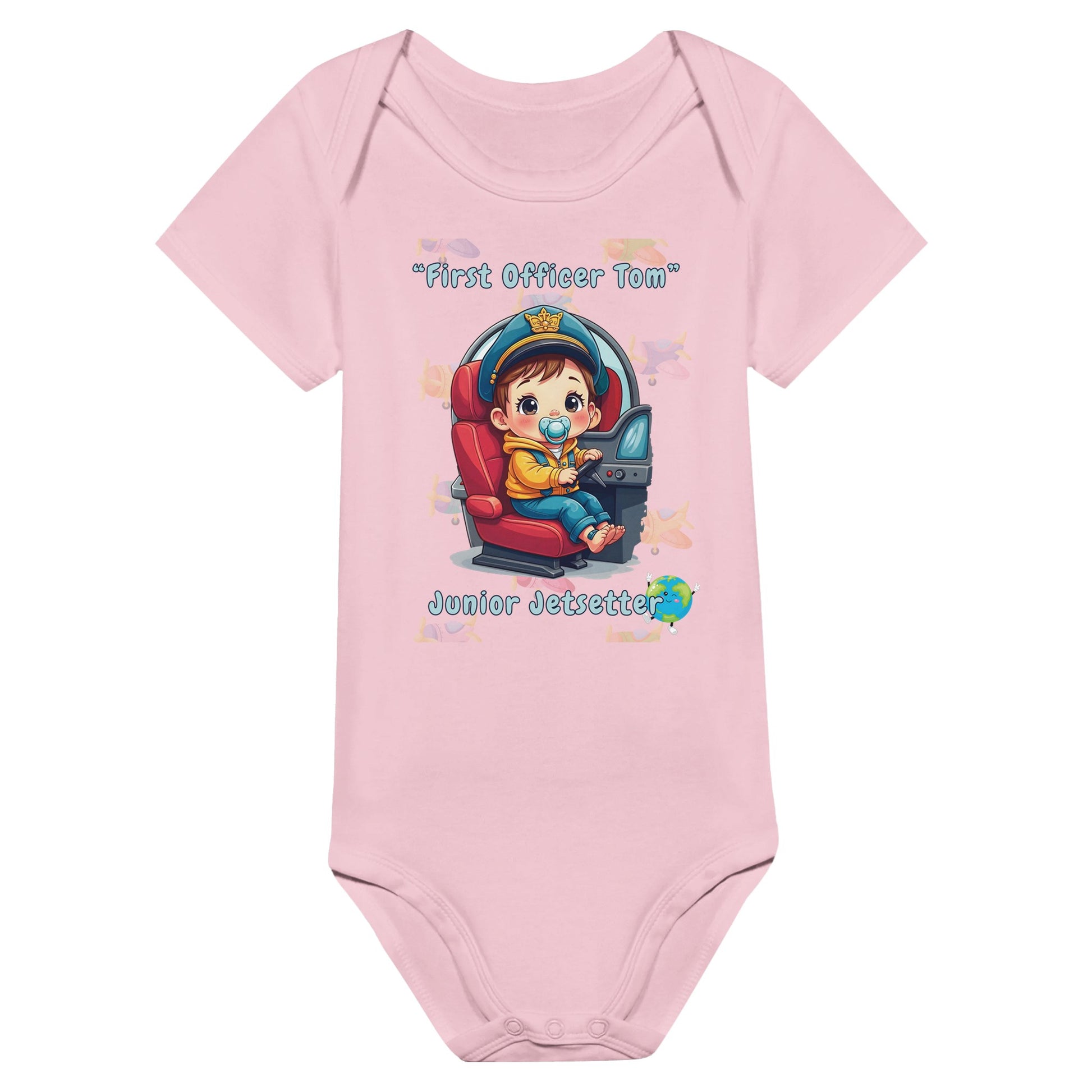 Baby Boy's Bodysuit Featuring Airplane-Themed Print